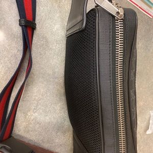 Gucci Belt Bag Soft GG Supreme Web Strap Black Red